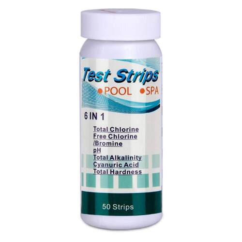 50Pcs 6-In-1 Swimming Pool PH Test Paper Residual Chlorine P