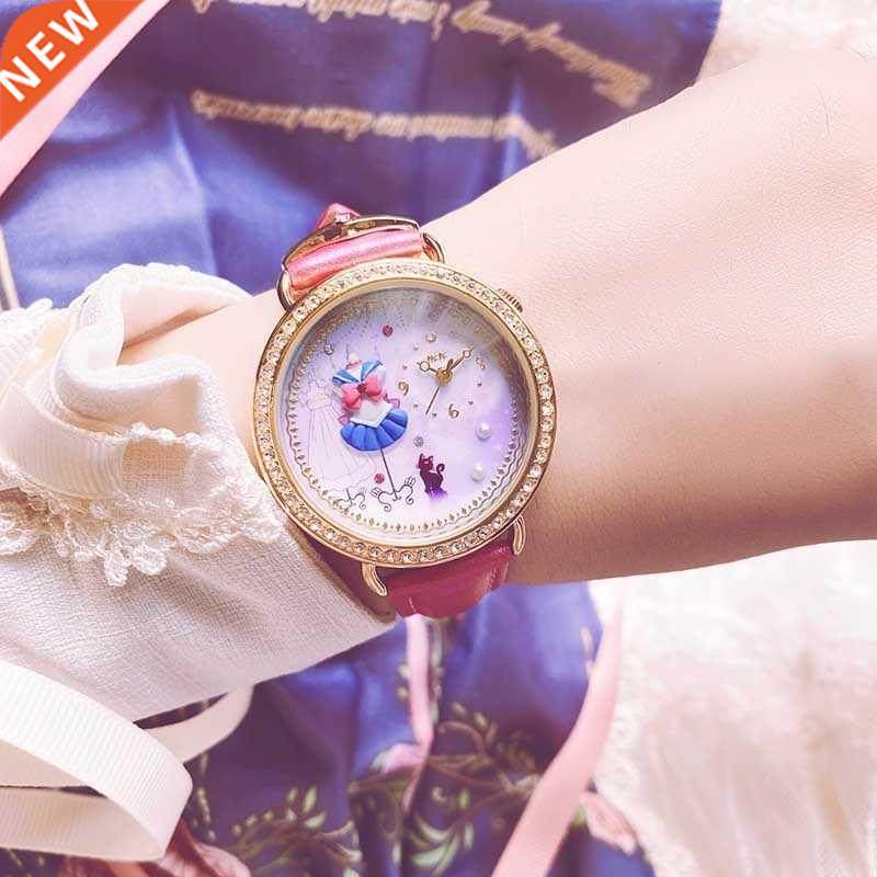 sailor moon Leather Strap wrist watch bracelet luna sailor