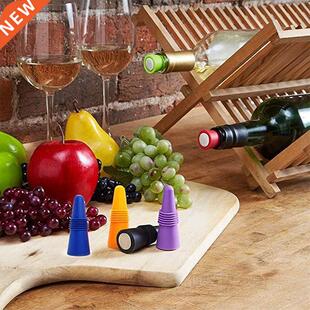 6pc Wine Bottle Stoppers Silicone Reusable Sparkling Wine co
