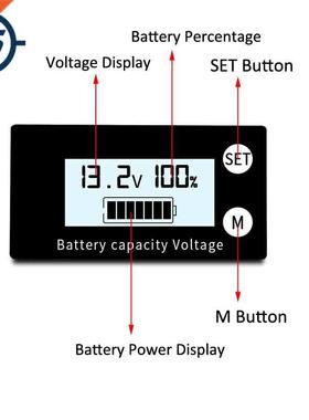 LCD Digital Voltmeter DC 8V-100V Black Case Blue/White Backg