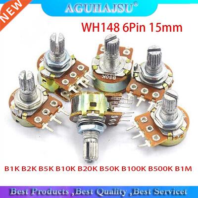 5pcs B1K B2K B5K B10K B20K B50K B100K B500K B1M 6Pin Shaft W