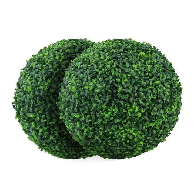 2 PCS 15.7 Inch Artificial Plant Topiary Ball Faux Boxwood D