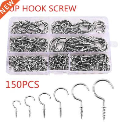 150pcs Nickel Plated Screw Hook Ring Question Mark Wall Hook