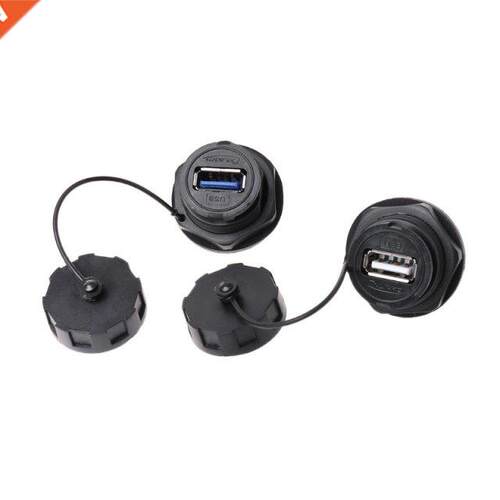 USB Female Socket Plug Panel Mount Adapter Waterproof Connec