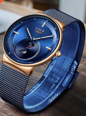 Relogio Masculino LIGE New Design Blue Quartz Watch Mens Wa
