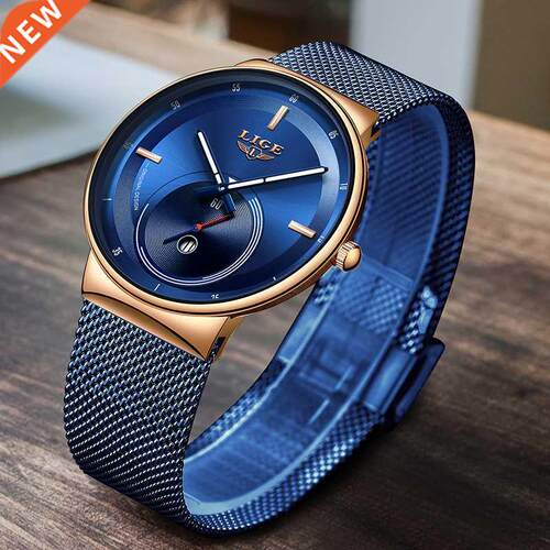 Relogio Masculino LIGE New Design Blue Quartz Watch Mens Wa
