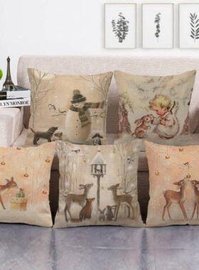 45x45cm Cartoon Santa Claus Elk Christmas Pillowcase 2022 Ch