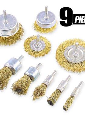 9pcs/lot Brss Brush Wire Wheel Brushes Die 9 Sizes Coted W