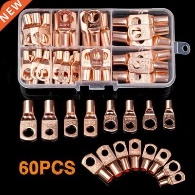 60pcs Electrical Bare Copper Lug Cable Wire Connectors Crimp