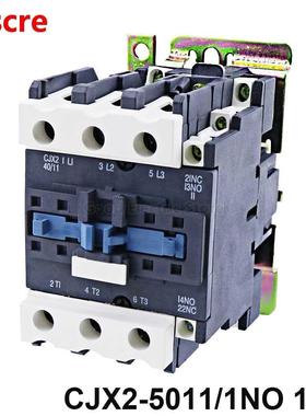 1PCS CJX2-5011 50A P NO + NC AC Contactor Silver point copp