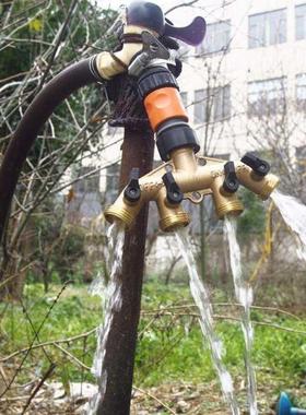 Brass Valve with 4-way Divider for Garden Hose Faucet Outdoo