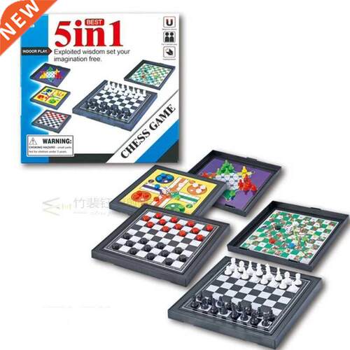 5 In 1 Chess Checkers Magnetic Board Flying Chess Kids Clas