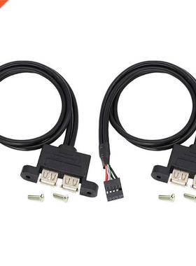 Mainboard Internal USB 9pin to Dual USB Female Connector Cab