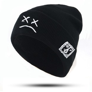 embroidery Lil Peep beanie cap xxxtentacion Sad boy face kni