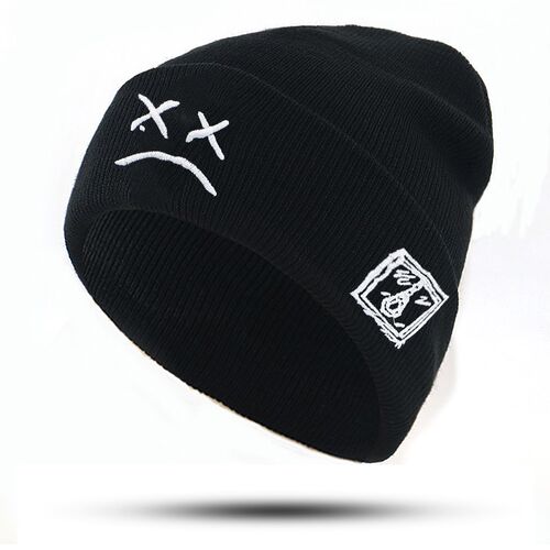 embroidery Lil Peep beanie cap xxxtentacion Sad boy face kni