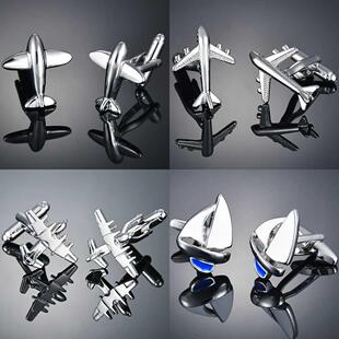 New Fashion Men	s Cufflink for Pilot Silver Cor Airplane