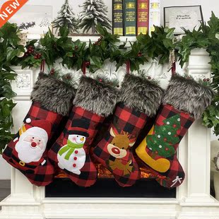 Large Christmas Stocking Santa Claus Snowman Elk Christmas T