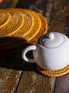 Handmade Rattan Mat Coasters Tea Coffee Drinks Pot Cushion P