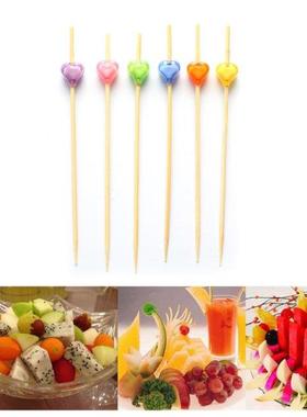 100Pcs Pearl Cocktail Picks Wooden Toothpick Skewer Snack Fo