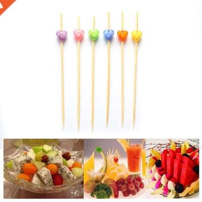 100Pcs Pearl Cocktail Picks Wooden Toothpick Skewer Snack Fo