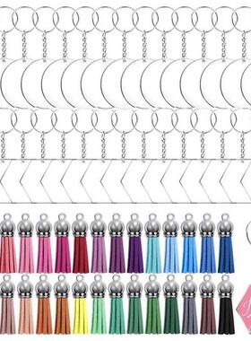 30 Pcs Acrylic Blanks Clear Discs(15 x Round,15 x Hexagon) w