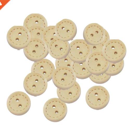 200 PCS Mixed Wooden Buttons in Bulk Round Decorative Wood B