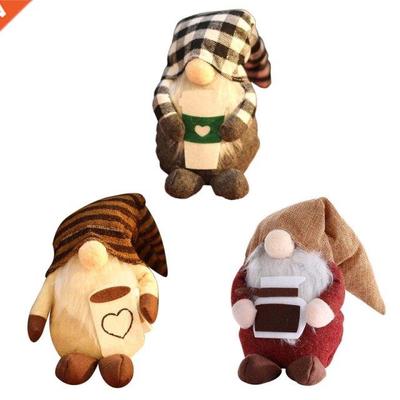 Christmas Coffee Gnome Plush Stuffed Plush Elf Doll Toy Hand