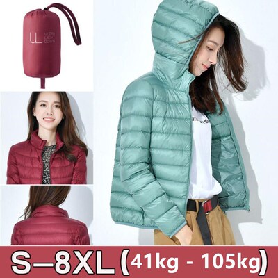 7XL 8XL Women 90% Down Jacket Ultra-light Thin Autum Winter