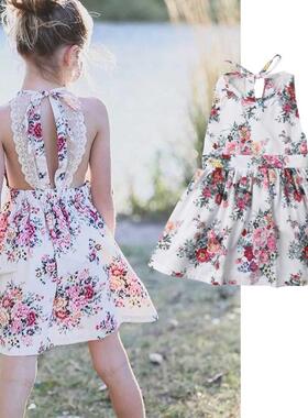 2020 Summer Dress for Baby Girl Sveless Floral Printed Ba