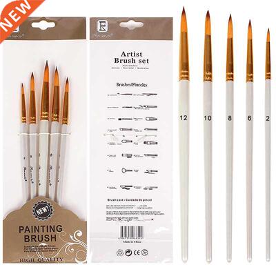 5Pcs/set Oil Paint Brush Set Nylon Hair Round Filbert Angel