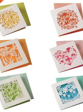 1Set Lovely Heart Hollow Greeting Paper Cards Wedding Birthd