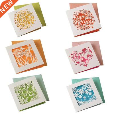 1Set Lovely Heart Hollow Greeting Paper Cards Wedding Birthd