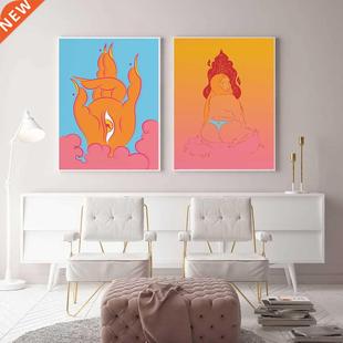 Menstrual Pussy Body Print Colorful Goddess Art Abstract Pos