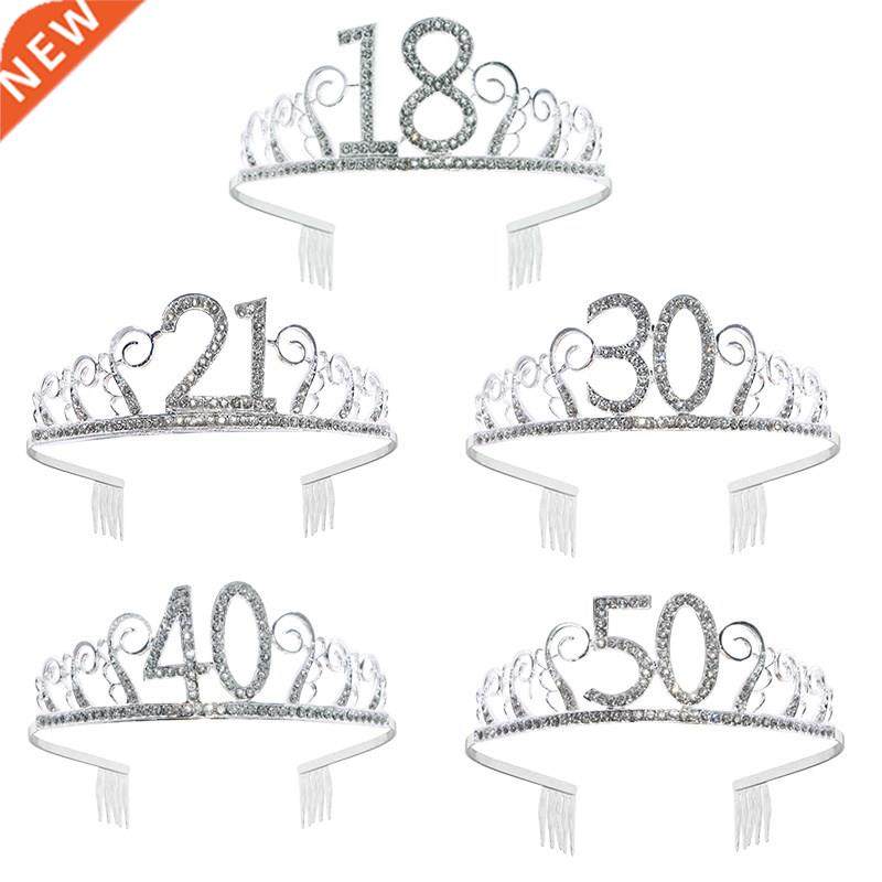 Happy Birthday 18th 30th 40th 50th Rhinestones Tiara Crown