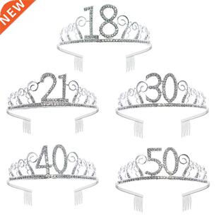 Happy Birthday 18th 30th 40th 50th Rhinestones Tiara Crown
