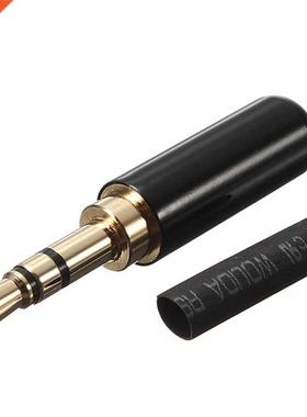 3 Pole 3.5mm Male Headphone Jack Plug Metal Audio Soldering