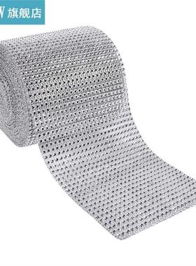 New 10 Yards Silvery Plastic Diamond Rhinestone Mesh Ribbon
