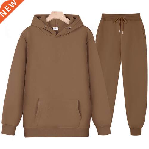 Men	s Tracksuit Women Solid Color Long Sleeve Hooded