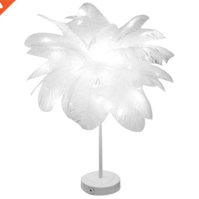 LED Fairy Feather Lamp Desk Decorative Table Lamp Remote Con