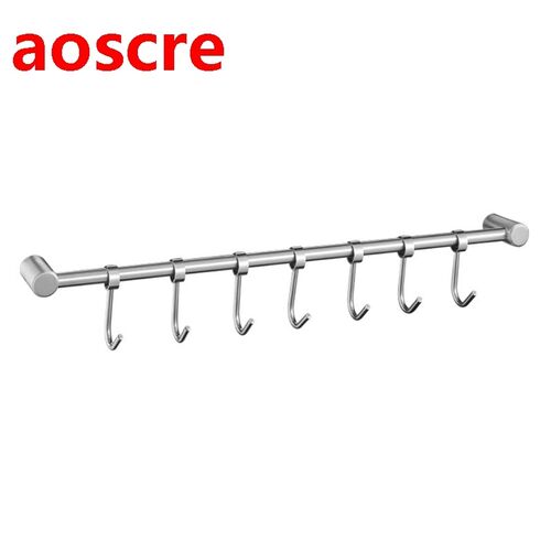 Stainless Steel Wall Mount Pot Pan Rack Kitchen Straight Bar