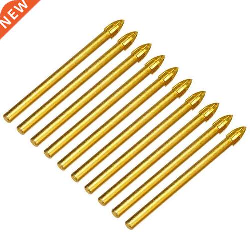 10PcsTitanium Ceramic Glass Drill Bit Tungsten Carbide Cross