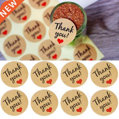 5pcs 3.5CM Thank You Love Self-adhesive Stickers Kraft Label