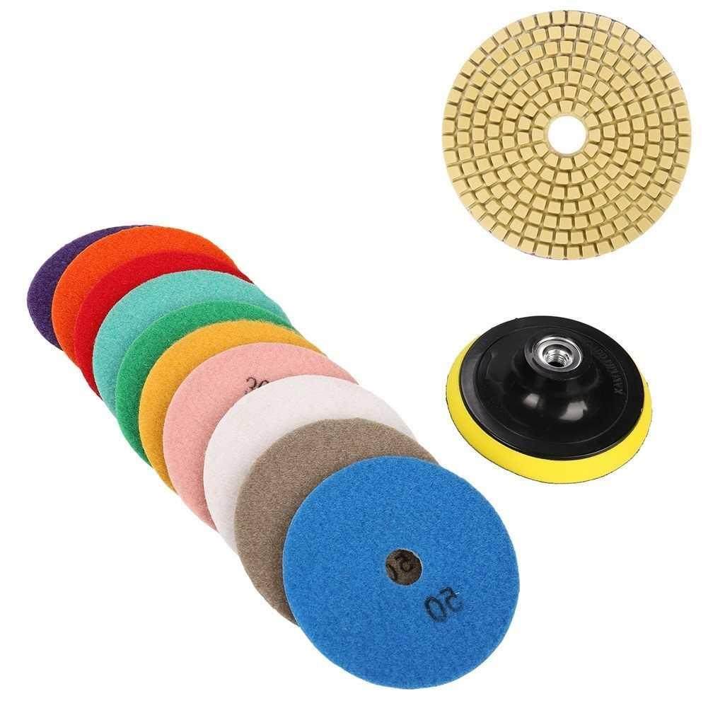 10Pcs Diamond Pishing Pads Kit  Inch 80mm M10 Thread Wet/