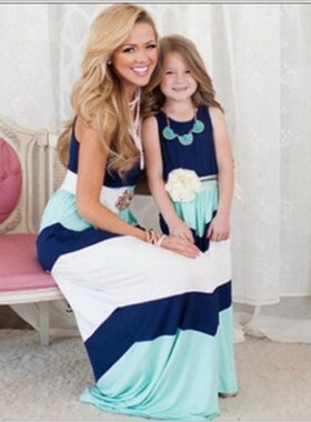 2021 Mother Daughter Dress Family Matching Clothes Striped M