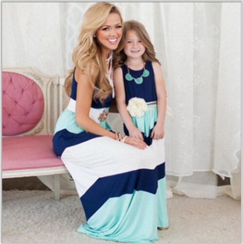 2021 Mother Daughter Dress Family Matching Clothes Striped M
