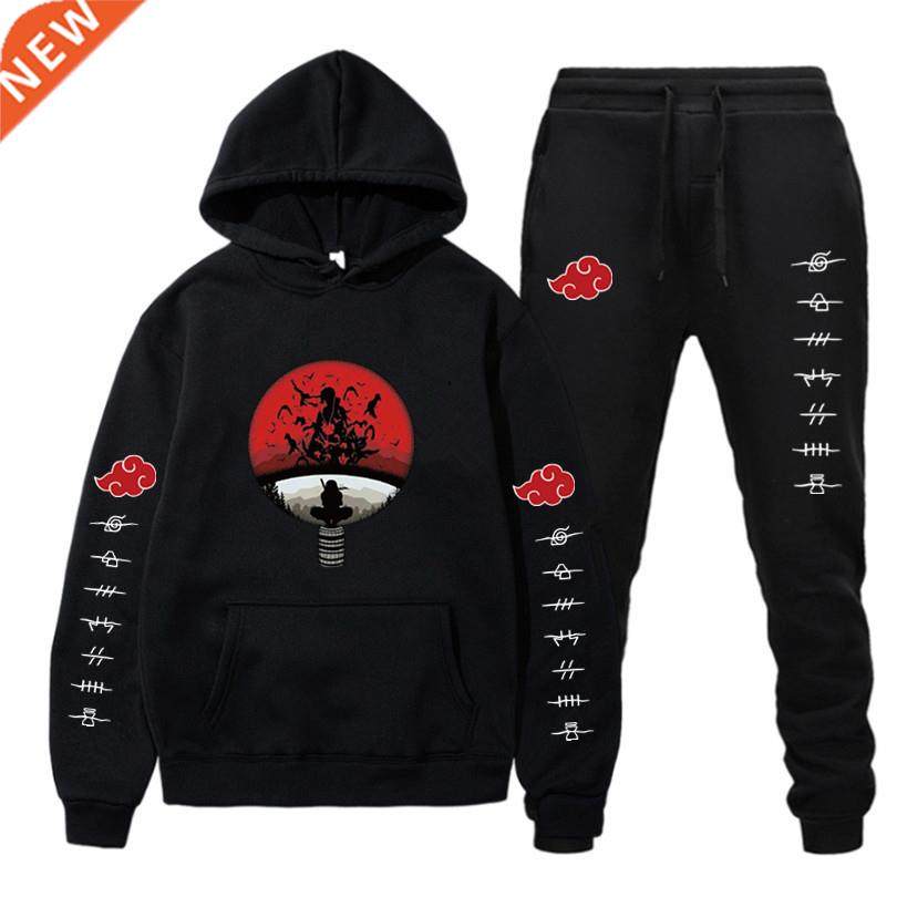 Hoodies 2 Pieces Set Japan Anime Akatsuki Cloud Symbols Prin