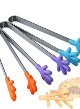 4 Colors Palm Salad Serving BBQ Tongs Stainless Steel Handle