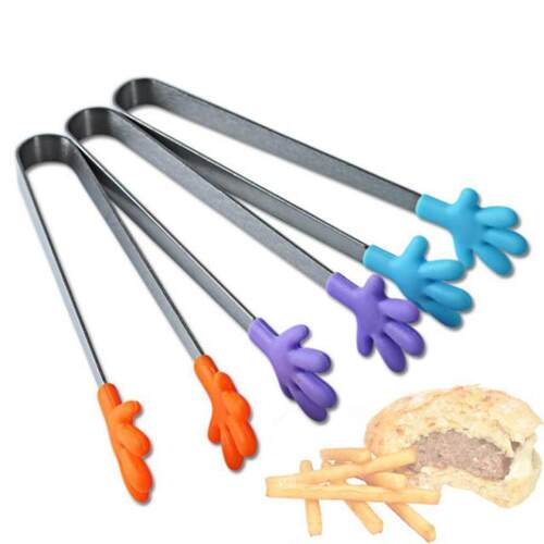 4 Colors Palm Salad Serving BBQ Tongs Stainless Steel Handle