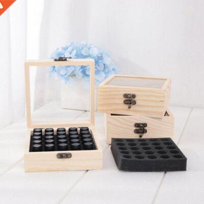 25 Grids Wooden Essential Oil Storage Box Organizer Essentia