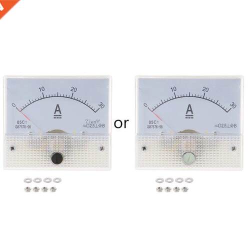 Ammeter Rectangle Analog Panel 1A/2A/30A/50A/100A/100ma Auto